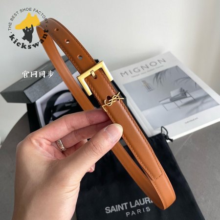 Saint Laurent Thin Brown Belt With Square Buckle 2.0cm
