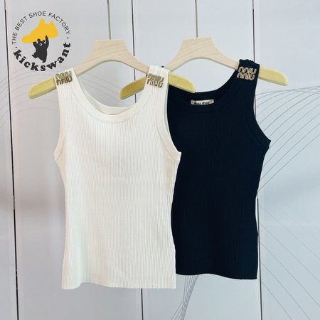 Miu Miu Metal logo knitted Vest