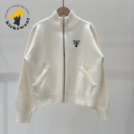 Prada Turtleneck Zip-up Wool Coat