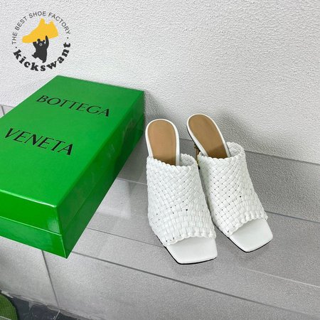 Bottega Veneta White Intrecciato Curve Heeled Sandals 34-41