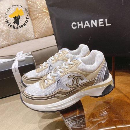 Chanel CC Runner Gold Laminate Sneaker