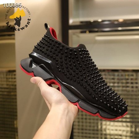 Christian Louboutin Spike Sock Black Red Sneaker