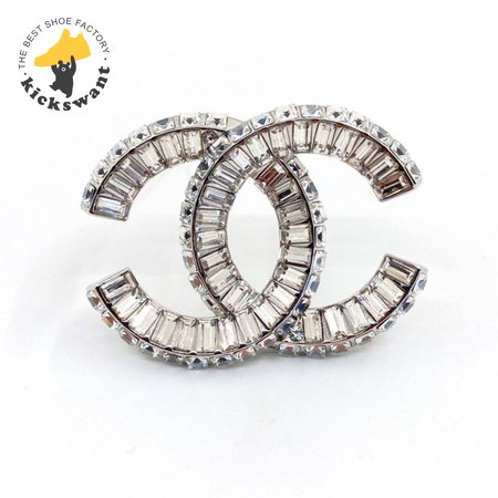 Chanel Strass CC Brooch Silver