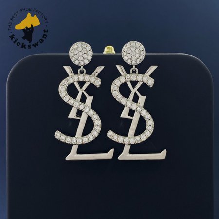 Yves Saint Laurent Ysl Vintage Diamante Logo Dangling