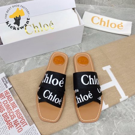 Chloe Woody Black Slide Sandals