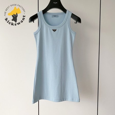 Prada Ribbed Knit Jersey Tank Top