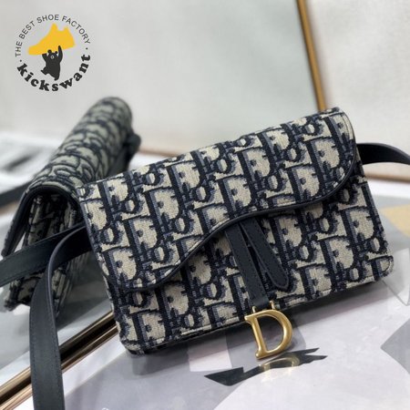 Dior Saddle Belt Pouch Blue Dior Oblique Jacquard