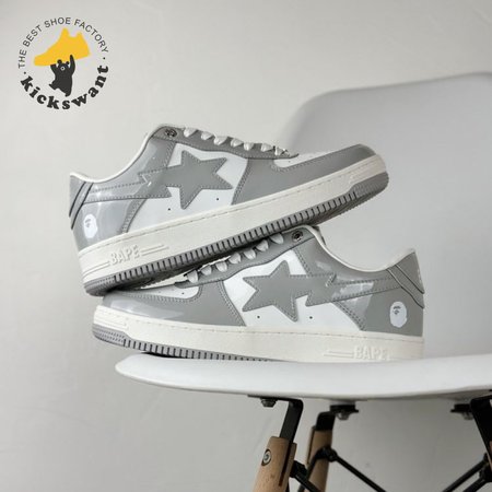 A Bathing Ape Bape Sta Patent Leather White Grey (2023)