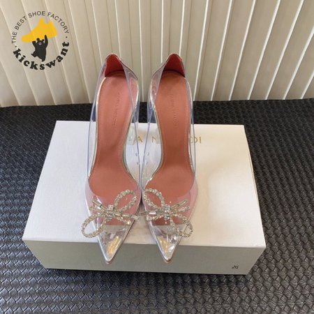 Amina Muaddi Rosie Glass Pointed Toe Pump