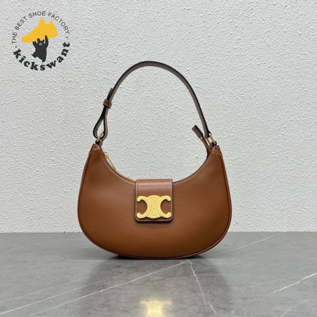 Celine Ava Triomphe Soft Bag In Smooth Calfskin Tan