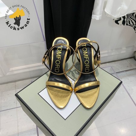 Tom Ford Padlock Metallic Leather Sandals