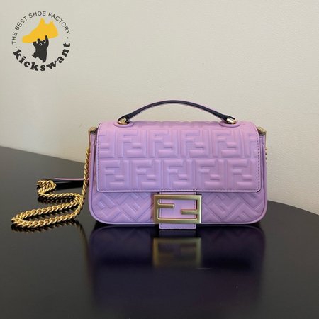 Fendi Baguette Chain Midi Lilac Nappa Leather Bag Purple 8BR793AH9CF1HO5