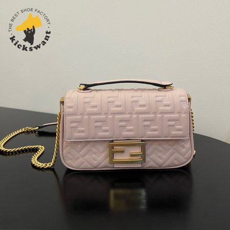 Fendi Baguette Chain Midi Pink Nappa Leather Bag