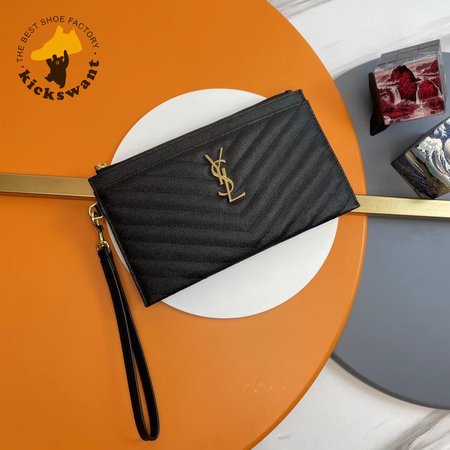 Saint Laurent Cassandre Matelasse Large Bill Pouch In Quilted Black