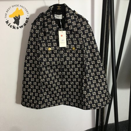 Gucci Double G Letter Print Woolen Cape Coat