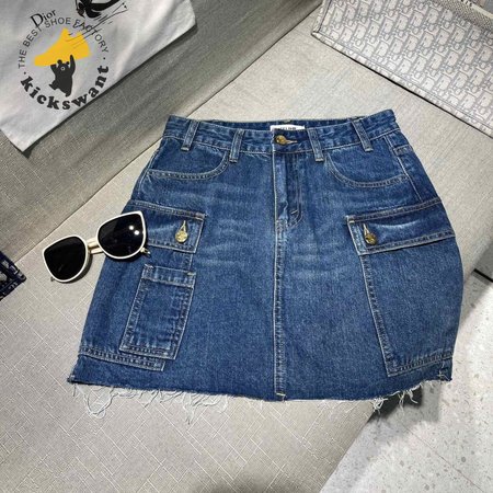 Celine Cargo Mini Skirt In Dark Union Wash Denim S-L