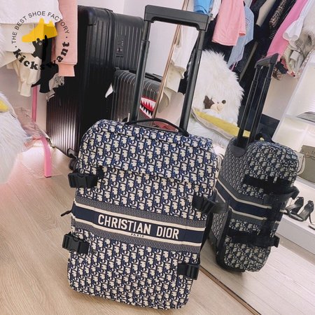 Dior Small Diortravel Suitcase Blue Dior Oblique Technical Jacquard M928