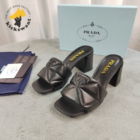 Prada Quilted Nappa Leather Heeled Sandals Black 35-40