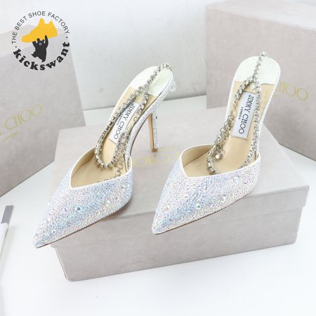 Jimmy Choo Saeda 100 Ivory Satin Pumps 35-39