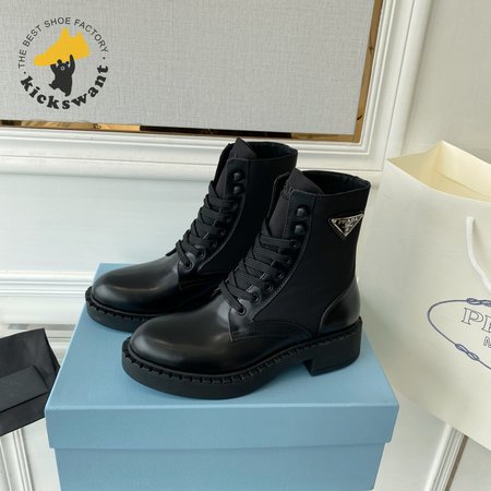 Prada Brushed-Leather And Re-Nylon Boots 35-40